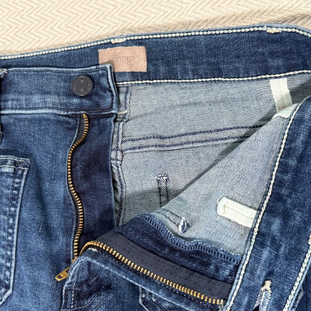 MOTHER Women's Straight Leg Jeans - Dark Blue - Picture 9 of 16